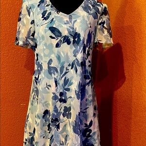 Blue floral lined tiered dress